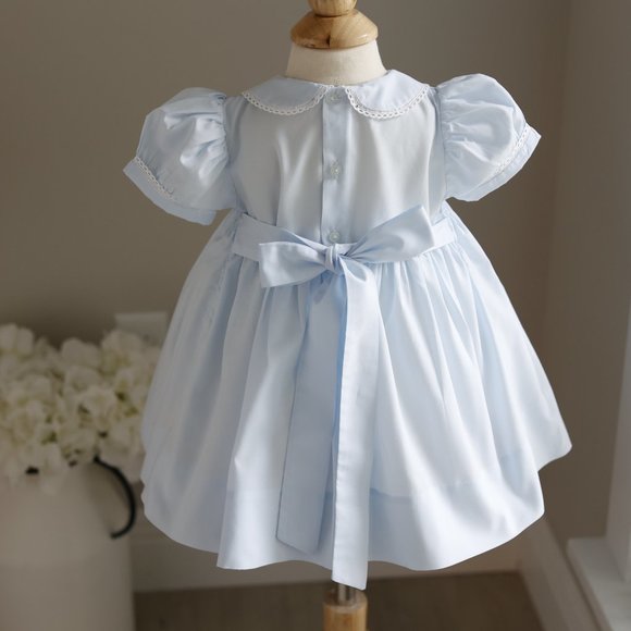 RARE Blue Smocked Dress Heirloom Feltman Brothers PERFECT CONDITION Like New - Picture 7 of 9